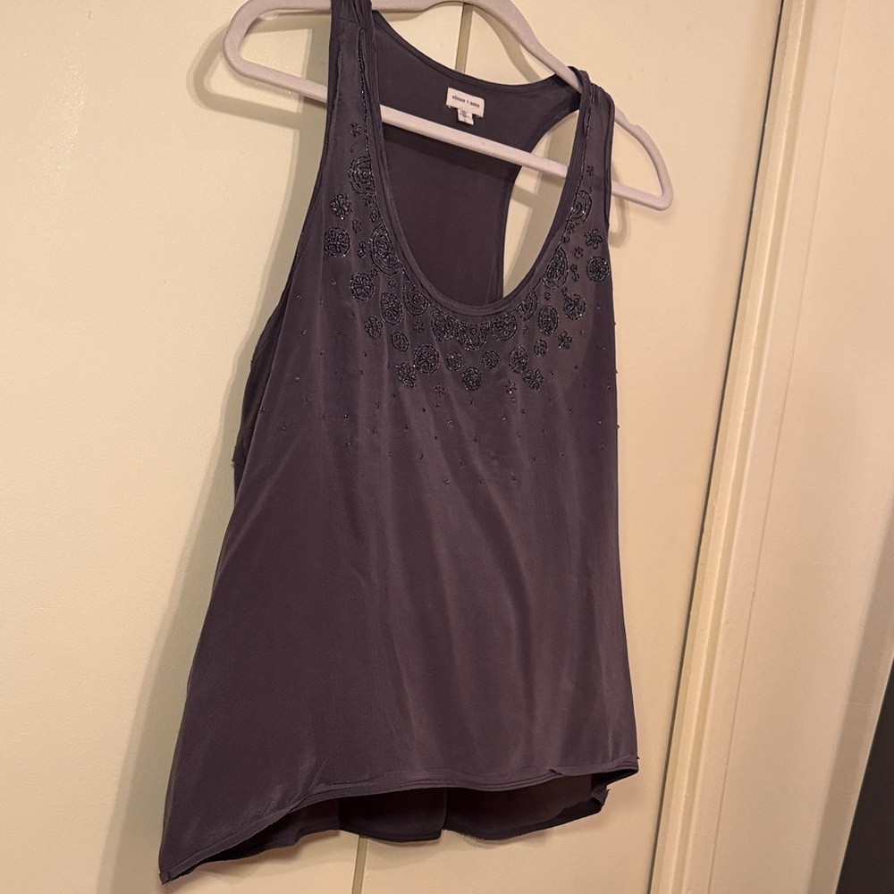 Silence + Noise Charcoal Embellished Tank Top